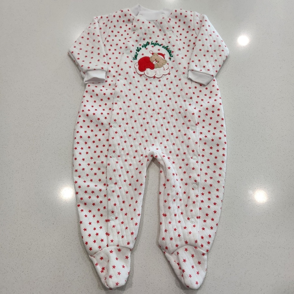 Mine Alone gender neutral Christmas footie pajamas large 19 to 26lbs vintage USA